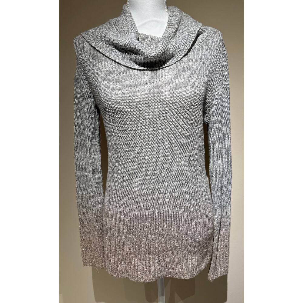 White‎ House Black Market Silver Ombré to Rose Gold Turtleneck Sweater Size S
